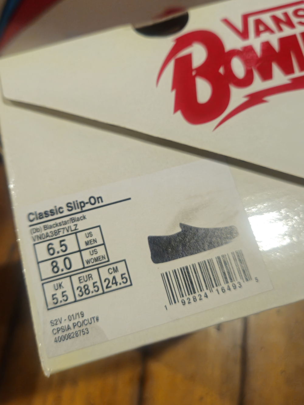 Vans x Bowie Black Slip-On Stars Skate Shoes - Picture 6 of 6